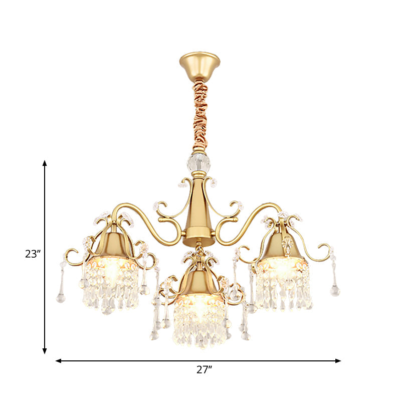 LED Branch Pendant Chandelier Mid-Century Crystal Hanging Ceiling Light in Gold for Living Room Clearhalo 'Ceiling Lights' 'Chandeliers' 'Modern Chandeliers' 'Modern' Lighting' 251206