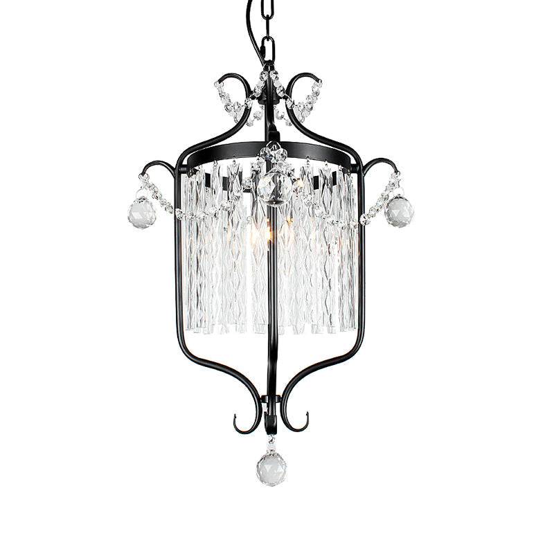 Modernism 1 Light Hanging Ceiling Light Black/White Bird Cage Pendant Light Fixture with Crystal Shade Clearhalo 'Ceiling Lights' 'Modern Pendants' 'Modern' 'Pendant Lights' 'Pendants' Lighting' 251228