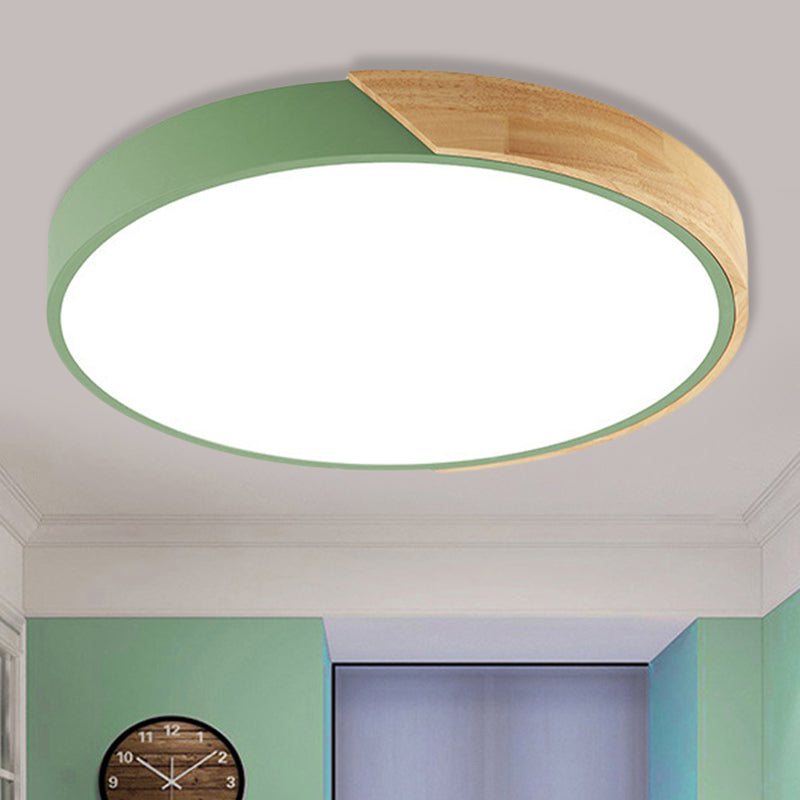 Macaron Loft Circle Flush Ceiling Light Acrylic LED Ceiling Lamp for Kindergarten Green Clearhalo 'Ceiling Lights' 'Close To Ceiling Lights' 'Close to ceiling' 'Flush mount' Lighting' 251408