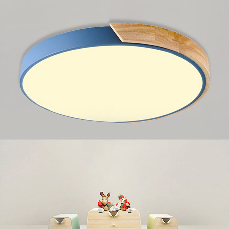 Macaron Loft Circle Flush Ceiling Light Acrylic LED Ceiling Lamp for Kindergarten Blue Warm Clearhalo 'Ceiling Lights' 'Close To Ceiling Lights' 'Close to ceiling' 'Flush mount' Lighting' 251410