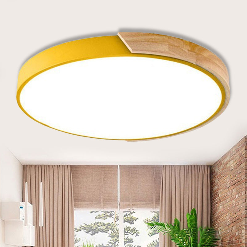 Macaron Loft Circle Flush Ceiling Light Acrylic LED Ceiling Lamp for Kindergarten Yellow Clearhalo 'Ceiling Lights' 'Close To Ceiling Lights' 'Close to ceiling' 'Flush mount' Lighting' 251412