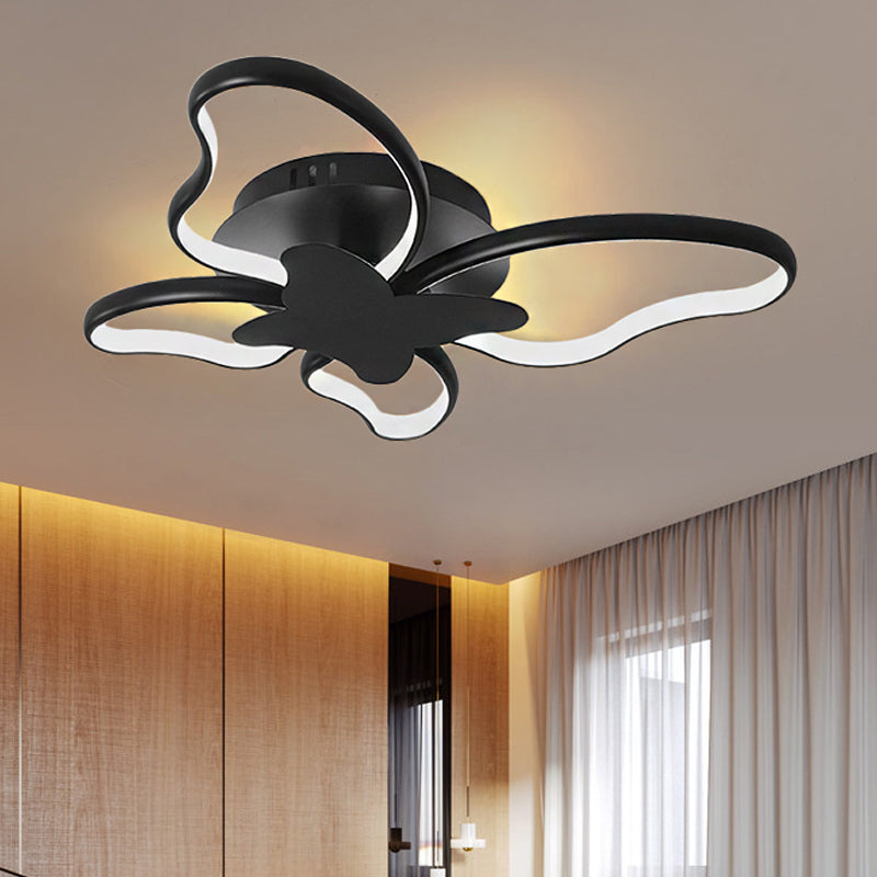 Bedroom Butterfly Shape LED Ceiling Light Acrylic Modern Flush Mount Ceiling Light Black Warm Clearhalo 'Ceiling Lights' 'Close To Ceiling Lights' 'Close to ceiling' 'Semi-flushmount' Lighting' 251434