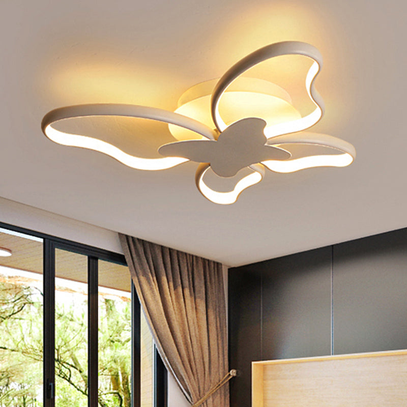 Bedroom Butterfly Shape LED Ceiling Light Acrylic Modern Flush Mount Ceiling Light White Clearhalo 'Ceiling Lights' 'Close To Ceiling Lights' 'Close to ceiling' 'Semi-flushmount' Lighting' 251435