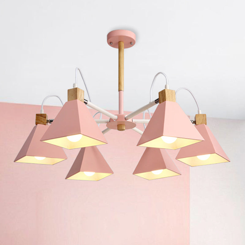 Triangle Bedroom Hanging Pendant Fixture Metal 6 Lights Modern Hanging Chandelier Clearhalo 'Ceiling Lights' 'Chandeliers' Lighting' options 251716