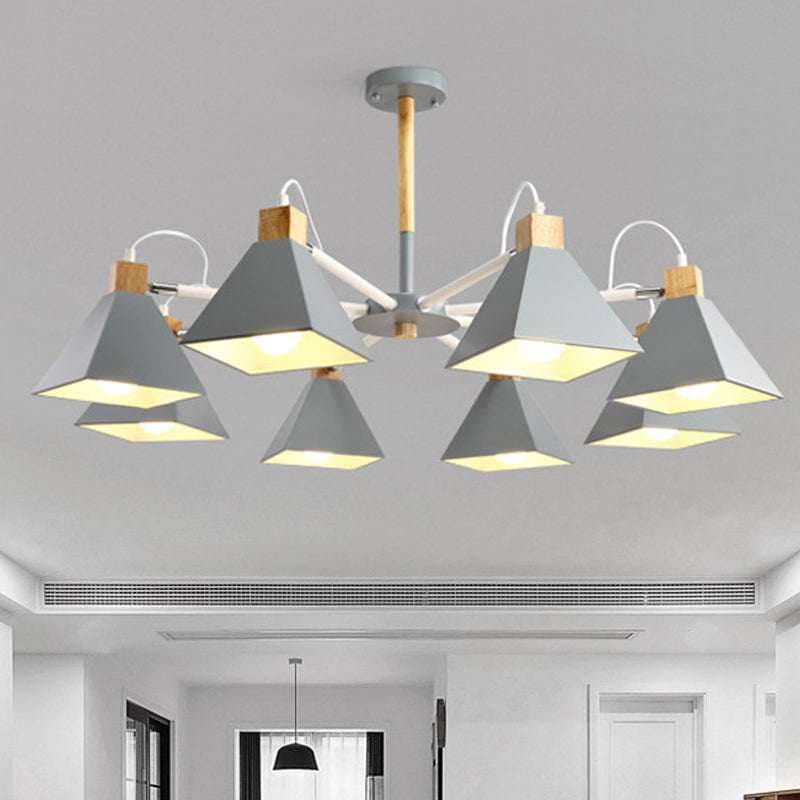 Triangle Living Room Hanging Metal 8 Lights Hanging Pendant fixture Clearhalo 'Ceiling Lights' 'Chandeliers' Lighting' options 251755