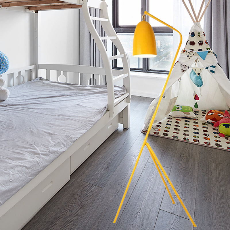 One Bulb Domed Shade Floor Light Macaron Loft Metal Floor Light with Candy Color for Meeting Room Yellow Clearhalo 'Floor Lamps' 'Lamps' Lighting' 251816