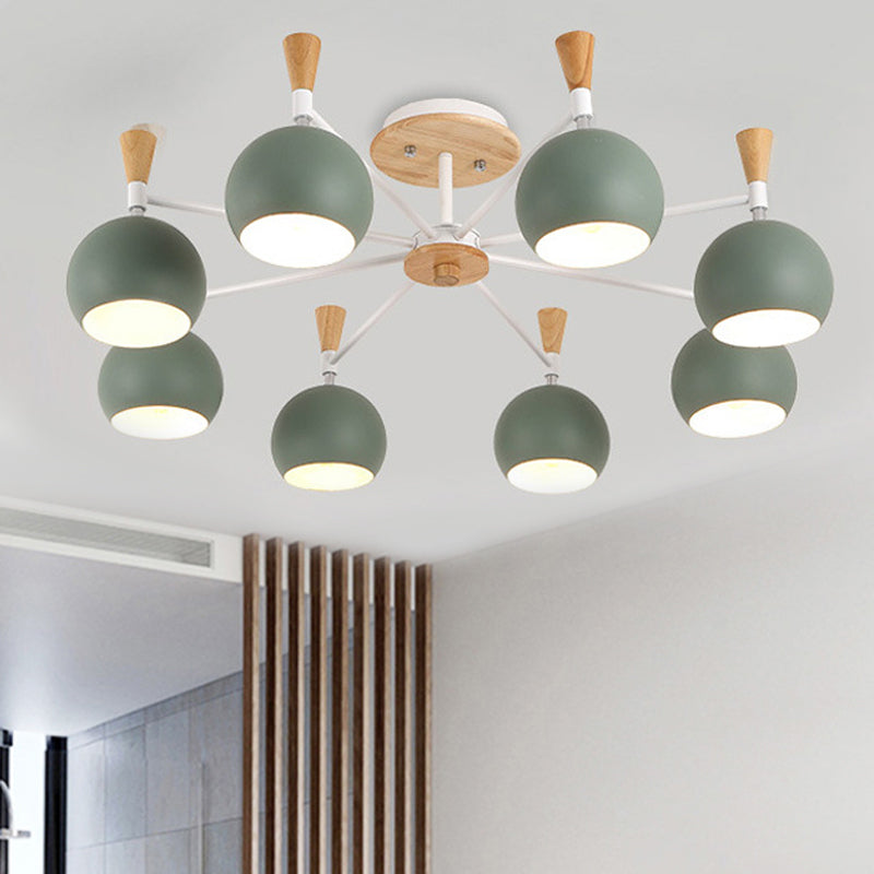 Pastel Circle Hanging Lights Metal 8 Bulbs Hanging Chandelier for Kindergarten Clearhalo 'Ceiling Lights' 'Chandeliers' Lighting' options 251901
