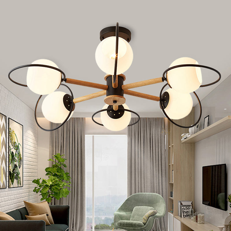 Dining Room Round Hanging Lights Glass 5 Bulbs Art Deco Hanging Pendant Fixture Clearhalo 'Ceiling Lights' 'Chandeliers' Lighting' options 251918