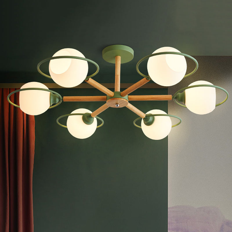 Dining Room Round Hanging Lights Glass 5 Bulbs Art Deco Hanging Pendant Fixture Clearhalo 'Ceiling Lights' 'Chandeliers' Lighting' options 251922