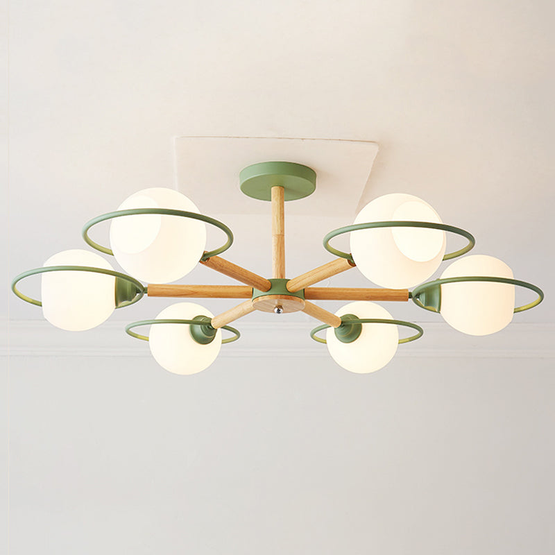 Dining Room Round Hanging Lights Glass 5 Bulbs Art Deco Hanging Pendant Fixture Clearhalo 'Ceiling Lights' 'Chandeliers' Lighting' options 251923