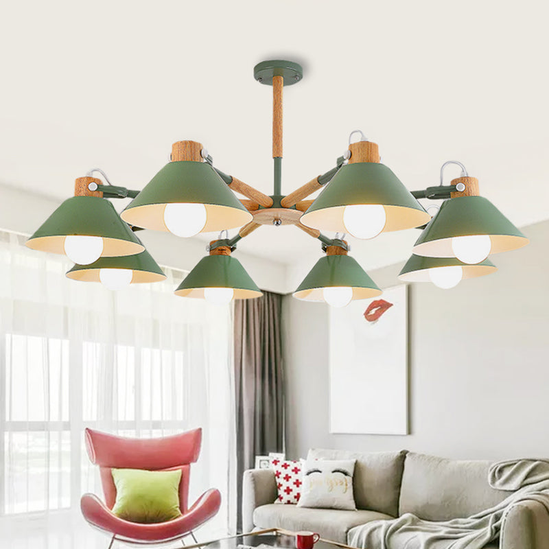 Modern Coolie Shade Hanging Lamp Metal 8 Bulbs Hanging Chandelier for Dining Room Clearhalo 'Ceiling Lights' 'Chandeliers' Lighting' options 251981