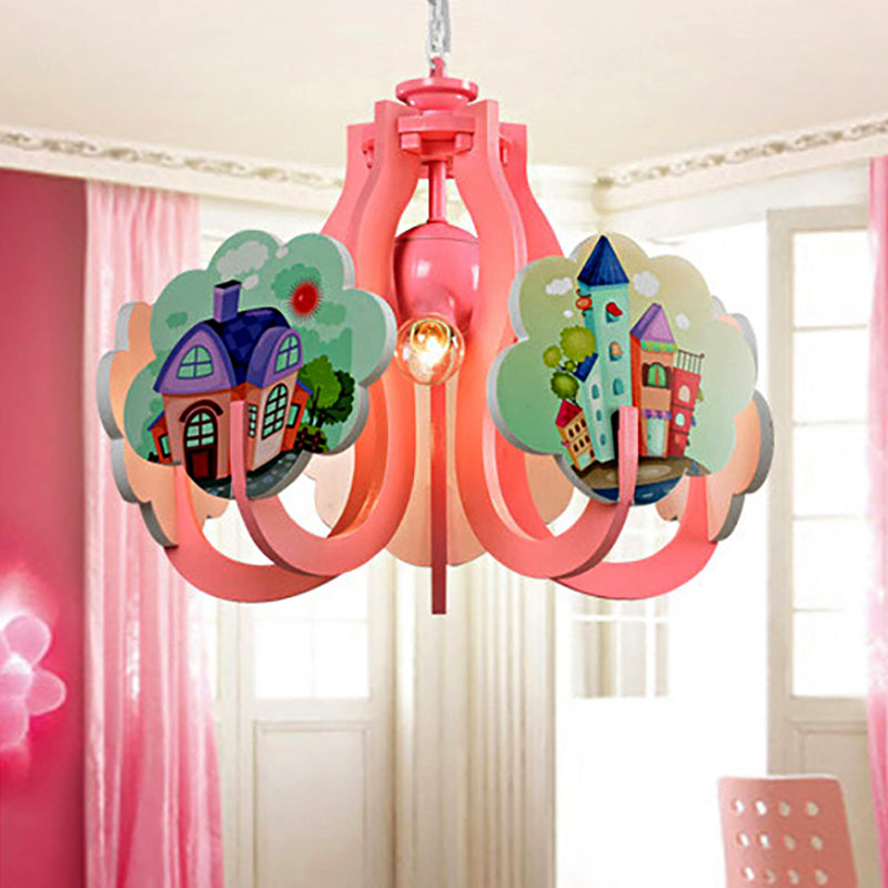 Cartoon Hanging Lamp Fixture with Tapered Shade Fabric Hanging Lights for Kindergarten Pink Clearhalo 'Ceiling Lights' 'Chandeliers' Lighting' options 252191_075f317f-6f20-40ee-a9ba-073f7208455f