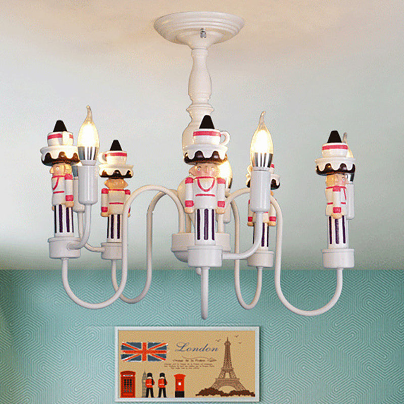 Child Bedroom Solider Hanging Ceiling Lamp with Candle Iron Modern White Hanging Chandelier Clearhalo 'Ceiling Lights' 'Chandeliers' Lighting' options 252346