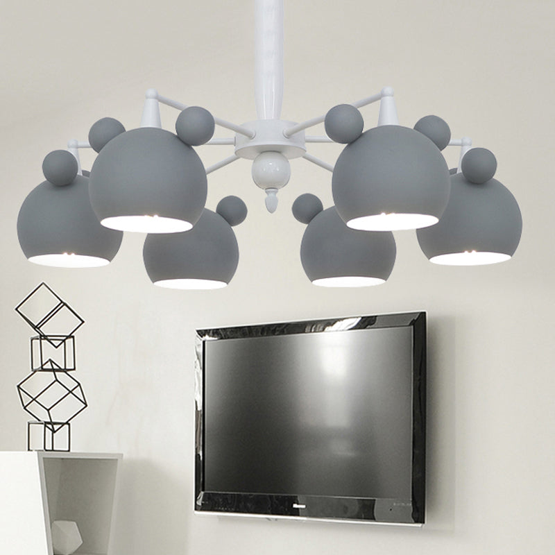 Macaron Stylish Suspension Light Bear Shade Metal Hanging Light for Living Room Clearhalo 'Ceiling Lights' 'Chandeliers' Lighting' options 252804