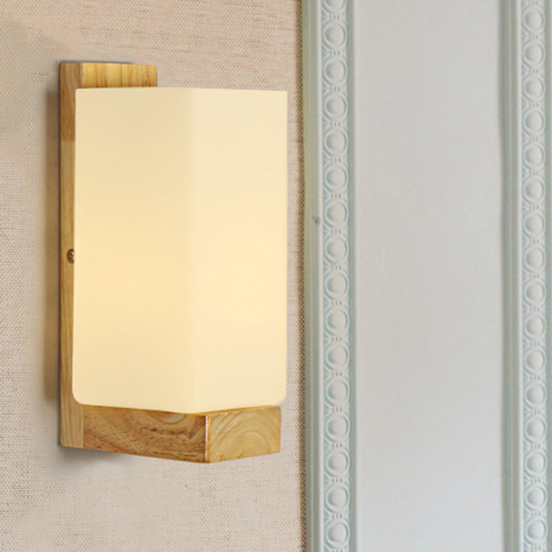 Japanese Stylish Cuboid Wall Sconce One Light Frosted Glass Wall Lighting in White for Office Hotel Clearhalo 'Modern wall lights' 'Modern' 'Wall Lamps & Sconces' 'Wall Lights' Lighting' 252984