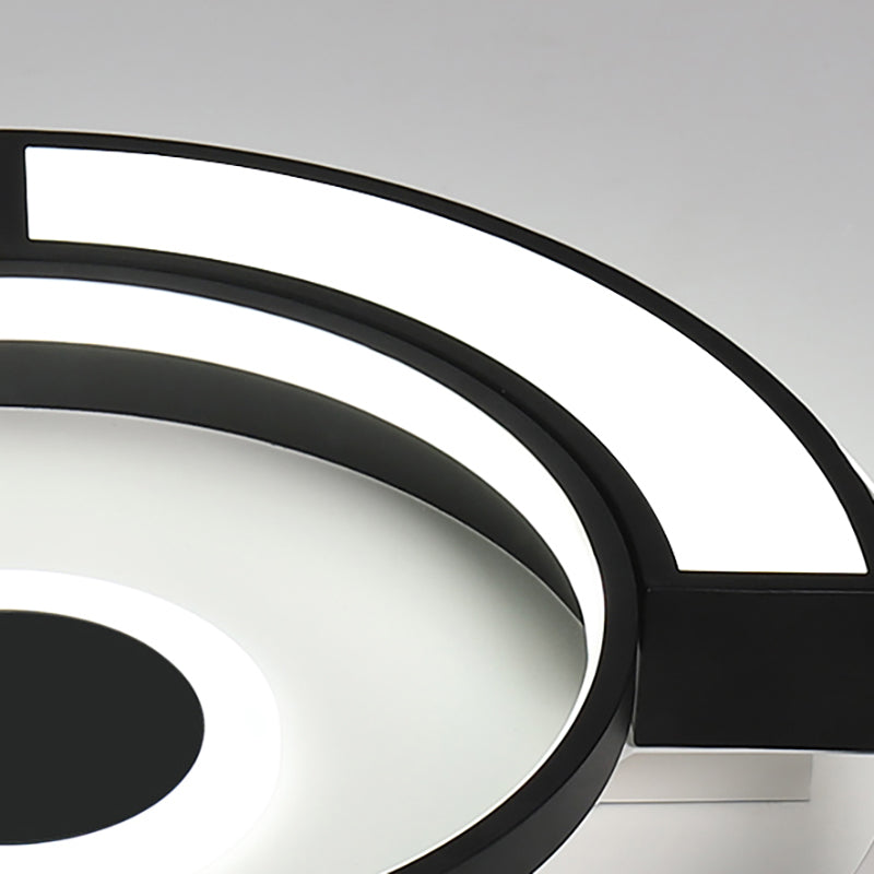 Modern Circular Flush Light Metal and Acrylic Black and White Led Surface Mount Ceiling Lights for Living Room, 16"/19.5" W Clearhalo 'Ceiling Lights' 'Close To Ceiling Lights' 'Close to ceiling' 'Flush mount' Lighting' 253613