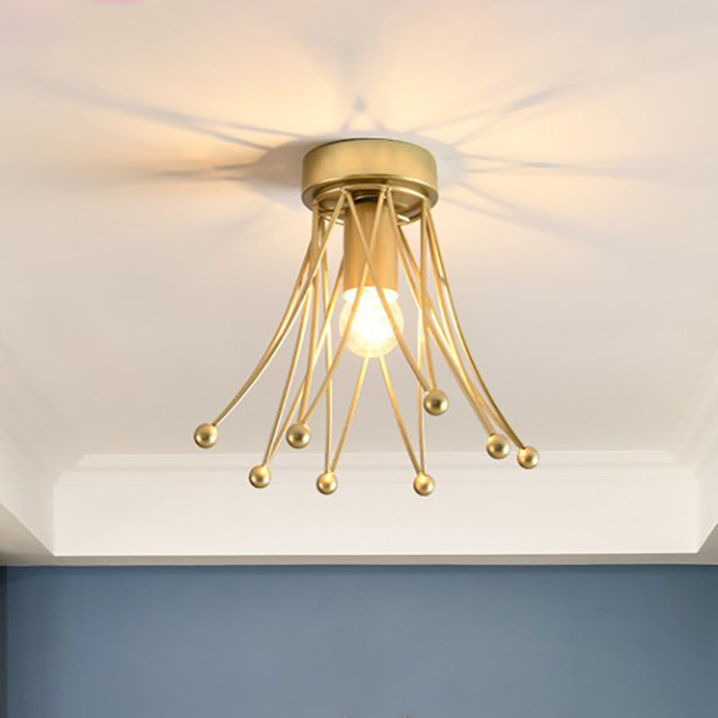 Metallic Crown Flush Mount Lighting Modern 1 Light Kids Flush Ceiling Light in Black/Gold/White Gold Clearhalo 'Ceiling Lights' 'Close To Ceiling Lights' 'Close to ceiling' 'Flush mount' Lighting' 253771