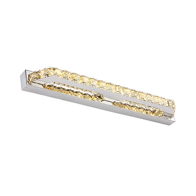 Linear Bathroom Vanity Wall Light Clear/Champagne Crystal 16"/22" W LED Contemporary Wall Lamp in Warm/White Light Clearhalo 'Modern wall lights' 'Modern' 'Vanity Lights' 'Wall Lights' Lighting' 253805