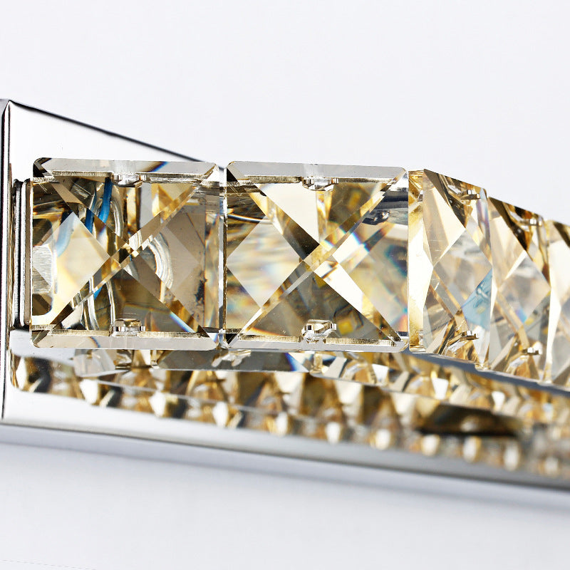Linear Bathroom Vanity Wall Light Clear/Champagne Crystal 16"/22" W LED Contemporary Wall Lamp in Warm/White Light Clearhalo 'Modern wall lights' 'Modern' 'Vanity Lights' 'Wall Lights' Lighting' 253806