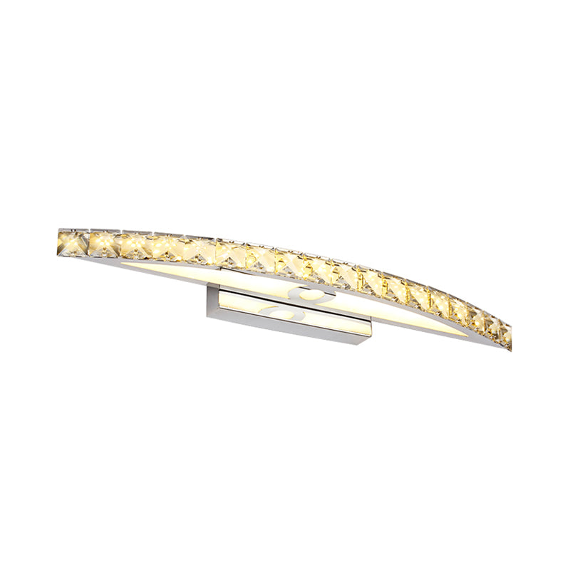 Curved Vanity Lighting Modern Style Clear/Champagne Crystal 17"/21" W LED Wall Mounted Lamp, Warm/White Light Clearhalo 'Modern wall lights' 'Modern' 'Vanity Lights' 'Wall Lights' Lighting' 253943