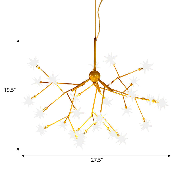 Modern Starry Pendant Light Fixture Iron 9/27/36-Light Dining Room Chandelier in Gold Clearhalo 'Ceiling Lights' 'Chandeliers' 'Modern Chandeliers' 'Modern' Lighting' 254171