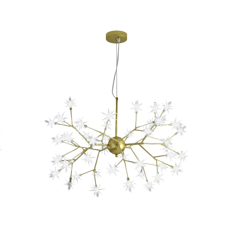 Modern Starry Pendant Light Fixture Iron 9/27/36-Light Dining Room Chandelier in Gold Clearhalo 'Ceiling Lights' 'Chandeliers' 'Modern Chandeliers' 'Modern' Lighting' 254174