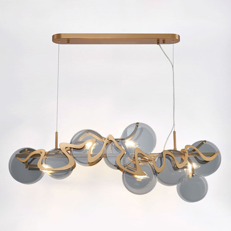 Postmodern Circles Suspended Lighting Fixture Glass Restaurant Island Light in Brass Clearhalo 'Ceiling Lights' 'Glass shade' 'Glass' 'Island Lights' 'Pendant Lights' Lighting' 2546506