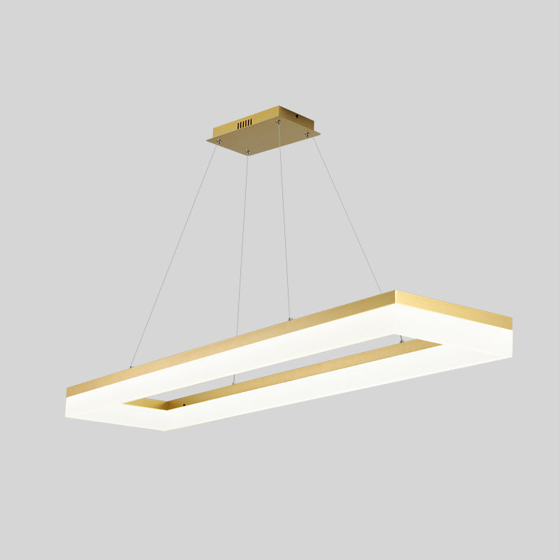 Gold Finish Rectangular Island Light Simple Style Acrylic LED Ceiling Lighting Fixture Gold 47" Third Gear Clearhalo 'Ceiling Lights' 'Island Lights' Lighting' 2546516