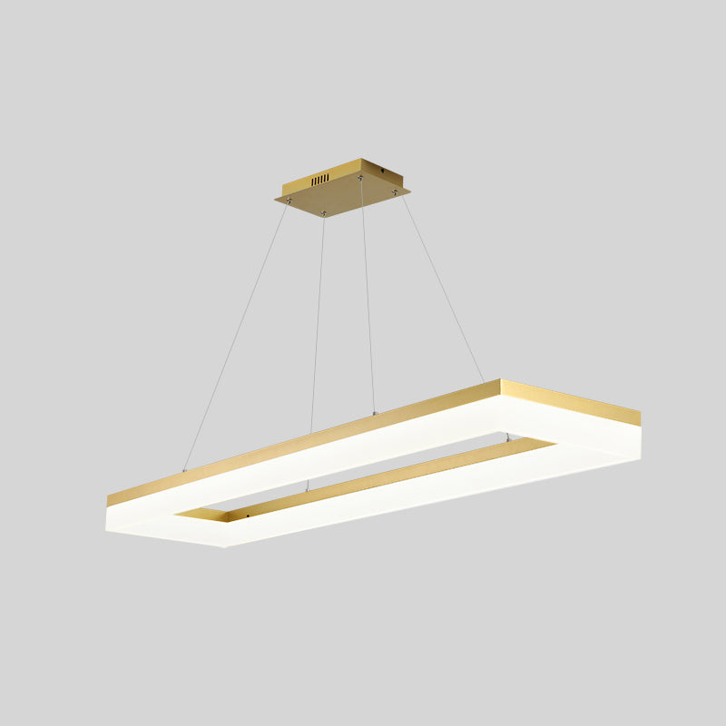 Gold Finish Rectangular Island Light Simple Style Acrylic LED Ceiling Lighting Fixture Gold 35.5" White Clearhalo 'Ceiling Lights' 'Island Lights' Lighting' 2546523