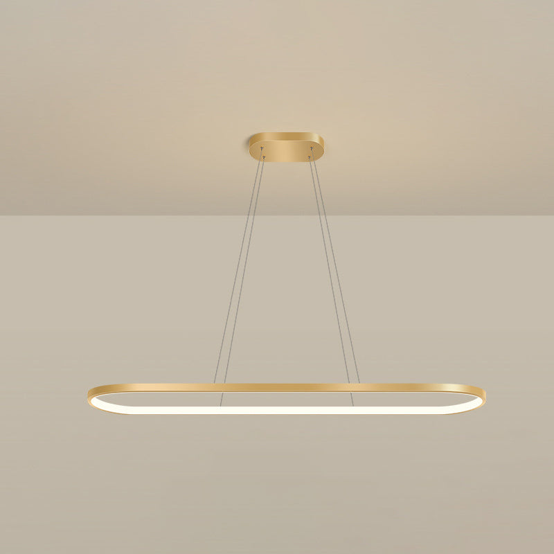 Metal Oblong Pendant Light Fixture Minimalist Gold Plated LED Island Lighting over Table Gold 35.5" Warm Clearhalo 'Ceiling Lights' 'Island Lights' Lighting' 2546529