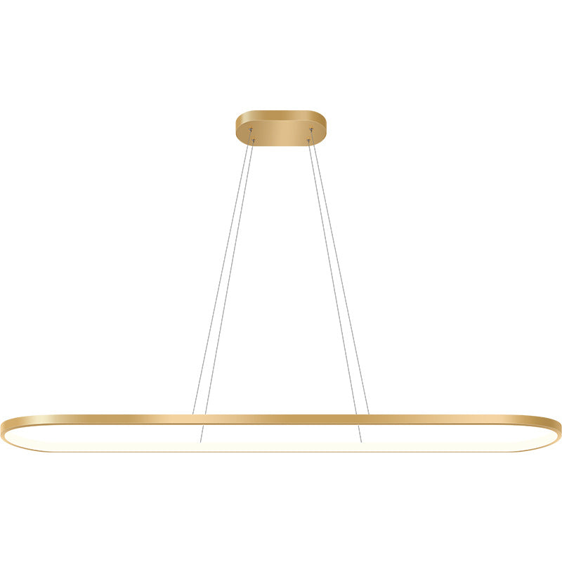 Metal Oblong Pendant Light Fixture Minimalist Gold Plated LED Island Lighting over Table Clearhalo 'Ceiling Lights' 'Island Lights' Lighting' 2546536