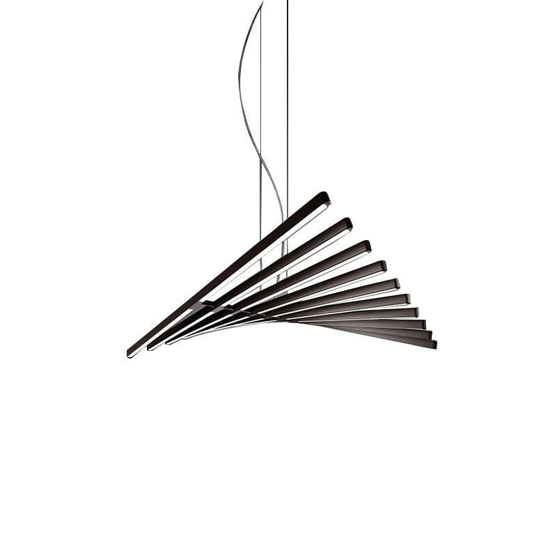 Black Finish Fish-Bone Pendant Lighting Novelty Nordic LED Metal Island Light Fixture Clearhalo 'Ceiling Lights' 'Island Lights' Lighting' 2546569