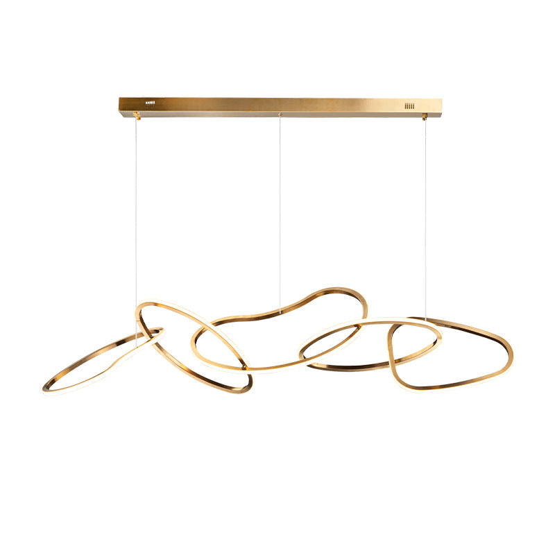 Metal 5-Ring Island Lighting Minimalist Golden LED Hanging Light for Dinning Room Clearhalo 'Ceiling Lights' 'Island Lights' Lighting' 2546576