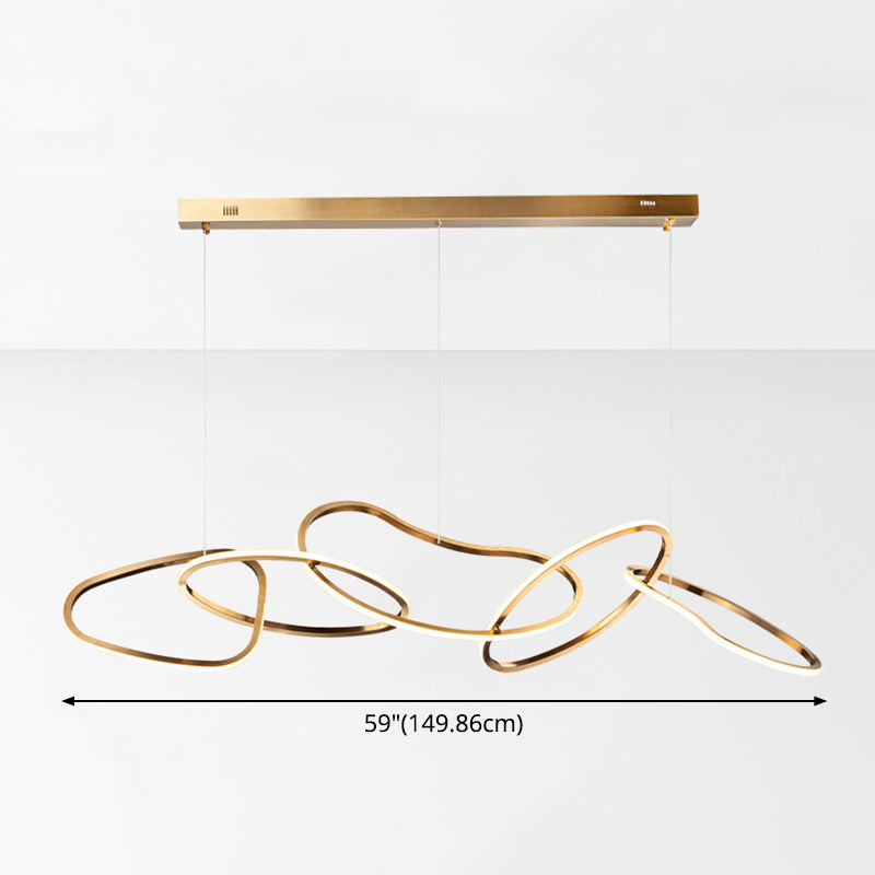 Metal 5-Ring Island Lighting Minimalist Golden LED Hanging Light for Dinning Room Clearhalo 'Ceiling Lights' 'Island Lights' Lighting' 2546578