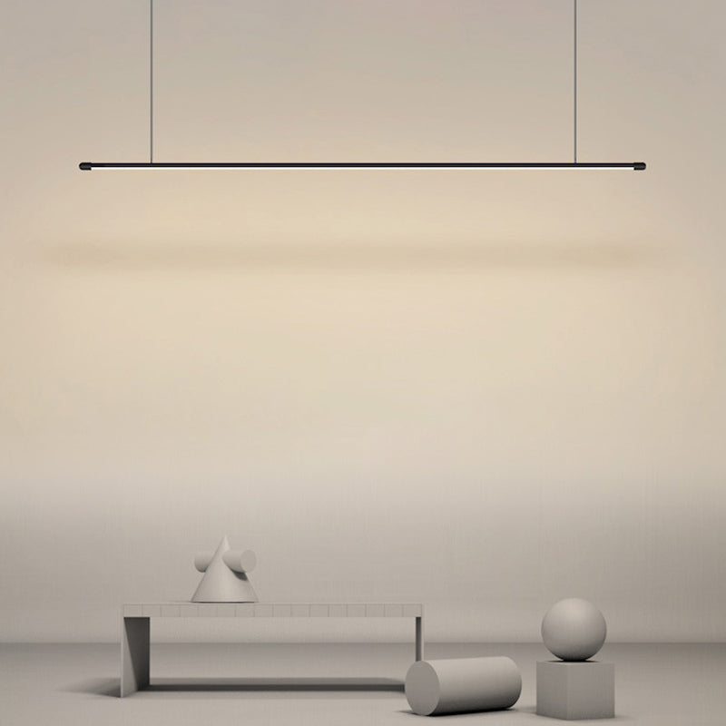 Minimalist Thin Rod LED Pendant Lamp Metal Kitchen Bar Island Ceiling Light in Black Black Clearhalo 'Ceiling Lights' 'Island Lights' Lighting' 2546579