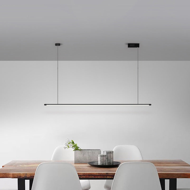 Minimalist Thin Rod LED Pendant Lamp Metal Kitchen Bar Island Ceiling Light in Black Clearhalo 'Ceiling Lights' 'Island Lights' Lighting' 2546581