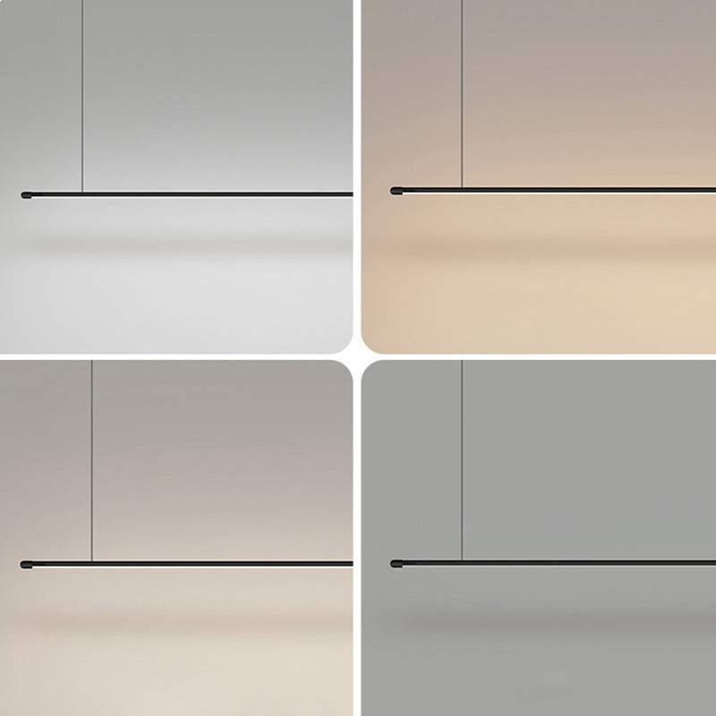 Minimalist Thin Rod LED Pendant Lamp Metal Kitchen Bar Island Ceiling Light in Black Clearhalo 'Ceiling Lights' 'Island Lights' Lighting' 2546582
