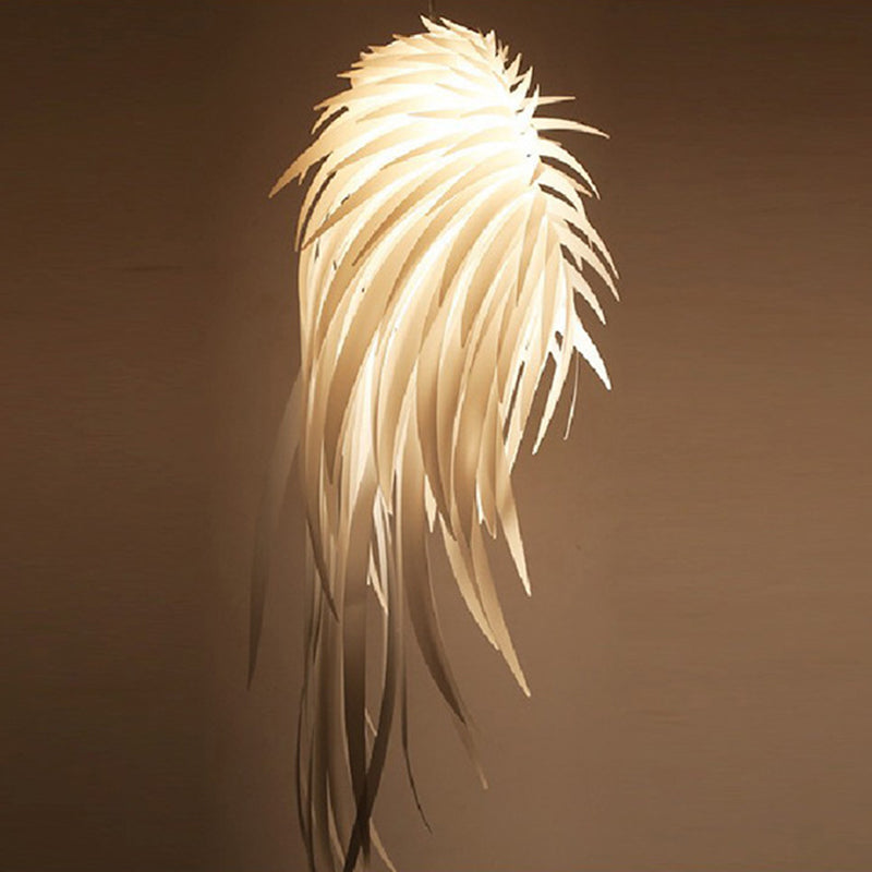 Angel Wing Feather Pendant Lighting Minimalist Plastic White Hanging Lamp for Living Room Clearhalo 'Ceiling Lights' 'Chandeliers' 'Modern Chandeliers' 'Modern' Lighting' 2546592