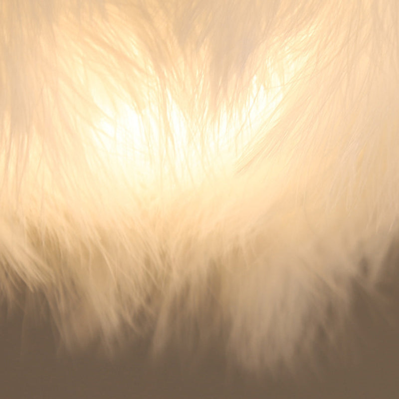 Fluffy Spherical Chandelier Simplicity Feather Dining Room Ceiling Light in White Clearhalo 'Ceiling Lights' 'Chandeliers' 'Modern Chandeliers' 'Modern' Lighting' 2546702