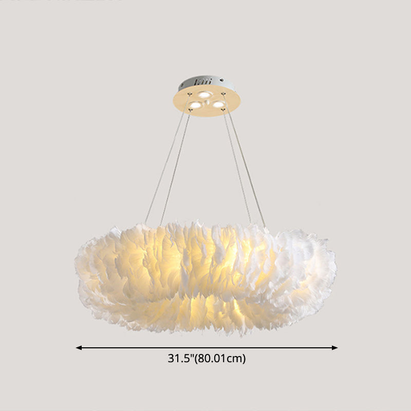 White Doughnut Chandelier Lamp Minimalist Feather Loop Pendant Lighting Fixture Clearhalo 'Ceiling Lights' 'Chandeliers' 'Modern Chandeliers' 'Modern' Lighting' 2546730