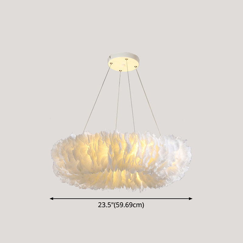 White Doughnut Chandelier Lamp Minimalist Feather Loop Pendant Lighting Fixture Clearhalo 'Ceiling Lights' 'Chandeliers' 'Modern Chandeliers' 'Modern' Lighting' 2546736