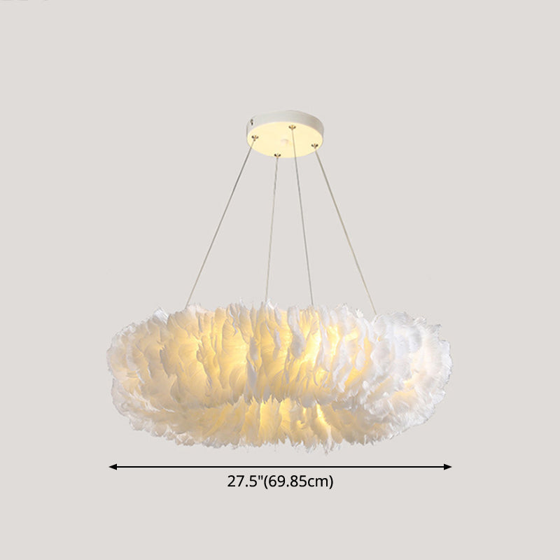 White Doughnut Chandelier Lamp Minimalist Feather Loop Pendant Lighting Fixture Clearhalo 'Ceiling Lights' 'Chandeliers' 'Modern Chandeliers' 'Modern' Lighting' 2546737