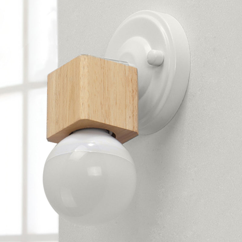 White Finish Exposed Ceiling Mounted Light Retro Metal and Wood 1 Head Balcony Adjustable Semi Flush Light Clearhalo 'Ceiling Lights' 'Close To Ceiling Lights' 'Close to ceiling' 'Semi-flushmount' Lighting' 254682