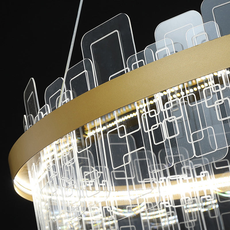 Metropolitan LED Chandelier Minimalist Acrylic Gold Loop Hanging Pendant Light for Living Room Clearhalo 'Ceiling Lights' 'Chandeliers' 'Modern Chandeliers' 'Modern' Lighting' 2546832