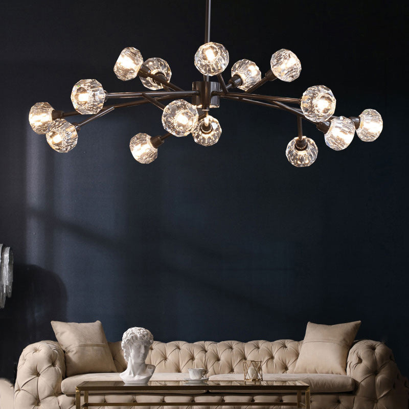 Mini Globe Crystal Chandelier Modern Style Black Finish Pendant Light for Living Room Clearhalo 'Ceiling Lights' 'Chandeliers' 'Modern Chandeliers' 'Modern' Lighting' 2546866