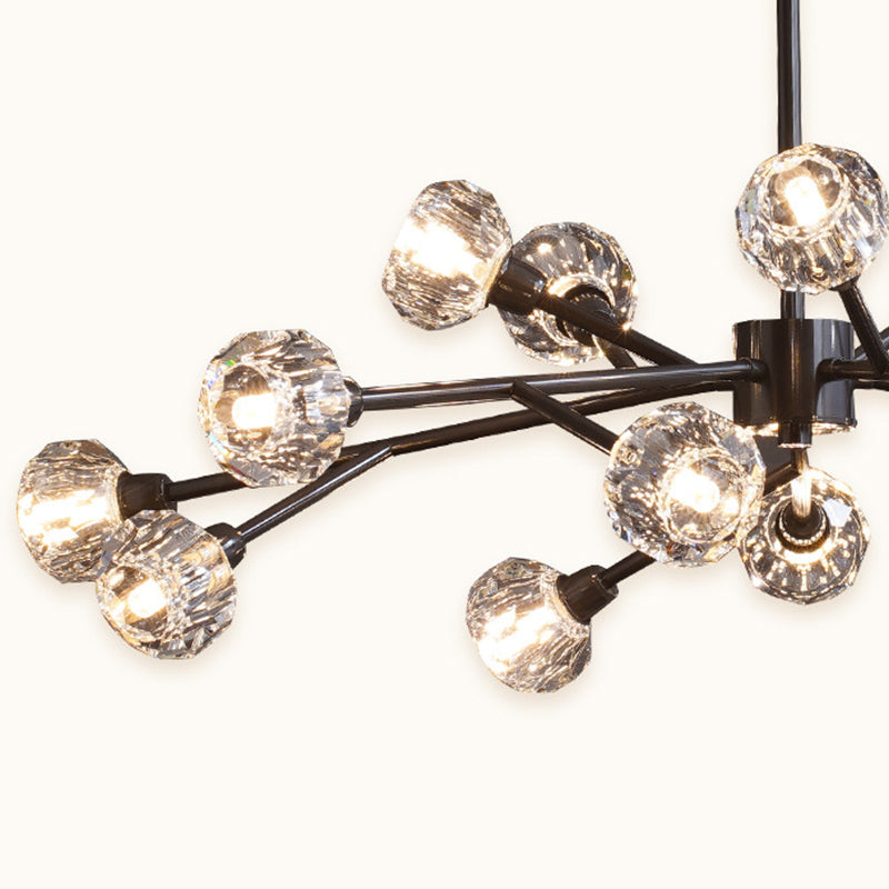 Mini Globe Crystal Chandelier Modern Style Black Finish Pendant Light for Living Room Clearhalo 'Ceiling Lights' 'Chandeliers' 'Modern Chandeliers' 'Modern' Lighting' 2546873