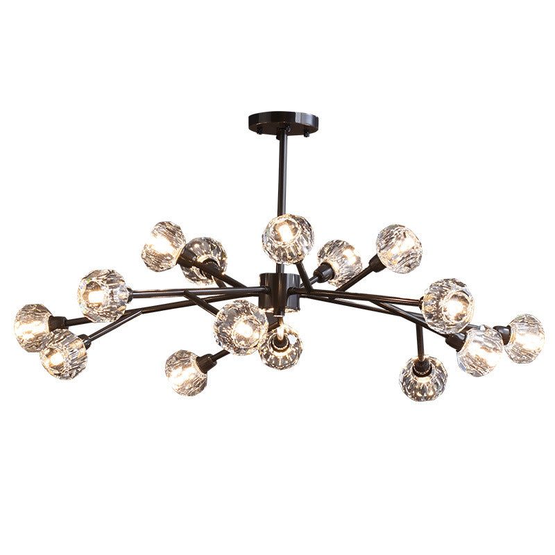 Mini Globe Crystal Chandelier Modern Style Black Finish Pendant Light for Living Room Clearhalo 'Ceiling Lights' 'Chandeliers' 'Modern Chandeliers' 'Modern' Lighting' 2546874