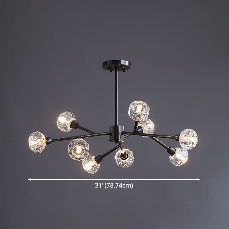 Mini Globe Crystal Chandelier Modern Style Black Finish Pendant Light for Living Room Clearhalo 'Ceiling Lights' 'Chandeliers' 'Modern Chandeliers' 'Modern' Lighting' 2546881