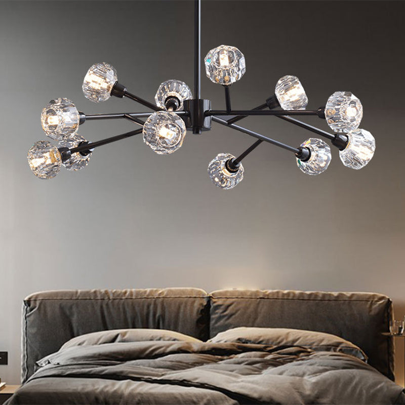 Mini Globe Crystal Chandelier Modern Style Black Finish Pendant Light for Living Room Clearhalo 'Ceiling Lights' 'Chandeliers' 'Modern Chandeliers' 'Modern' Lighting' 2546882
