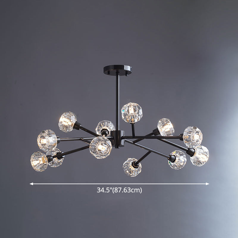 Mini Globe Crystal Chandelier Modern Style Black Finish Pendant Light for Living Room Clearhalo 'Ceiling Lights' 'Chandeliers' 'Modern Chandeliers' 'Modern' Lighting' 2546883